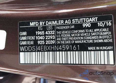2017 Mercedes-Benz Cla 250 from USA, damaged, VIN WDDSJ4EBXHN459161